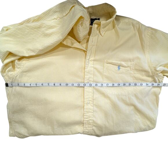 Vintage Ralph Lauren Big Shirt Yellow Stripe Cotton Button Down L - Picture 10 of 12